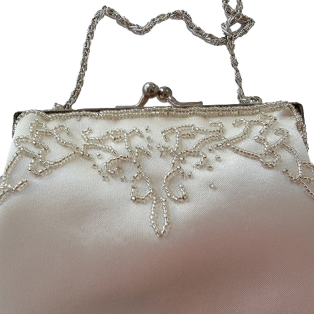 NWT Frame Satin Beaded Kiss Clasp Bag